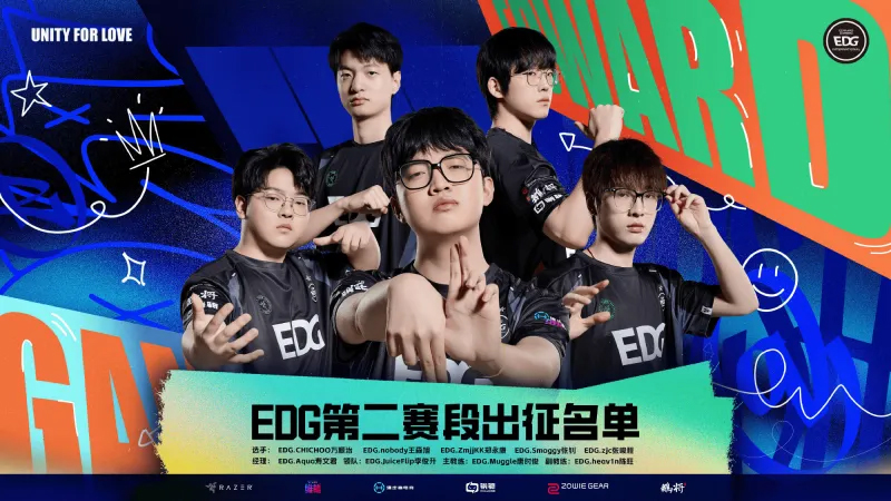 第二赛段EDG大名单：CHICHOO/nobody/Smoggy/zjc/ZmjjKK