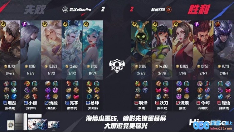 ?妖刀孙尚香火力输出将比分扳平！KSG2_2eStar，精彩瞬间尽在赛场