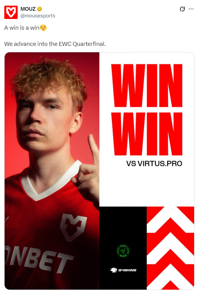 MOUZ赛后动态Spinx：喜欢这种紧张的首战