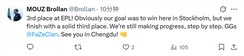 FaZe_MOUZ赛后动态karrigan：感谢rain在最后一刻伸出援手