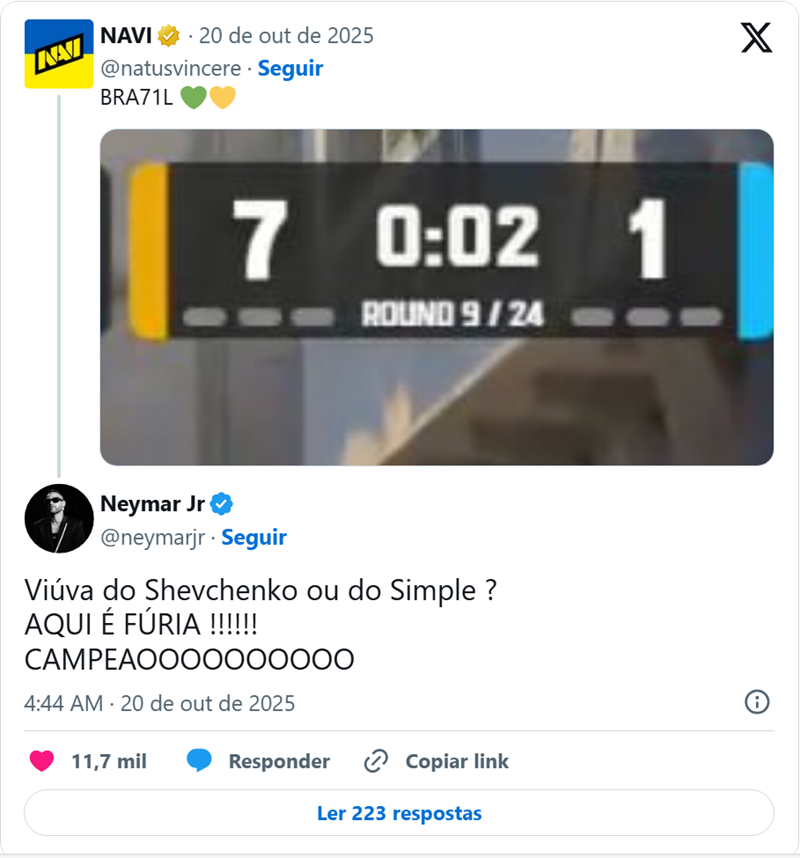 FURIA夺冠内马尔回怼NAVI俱乐部