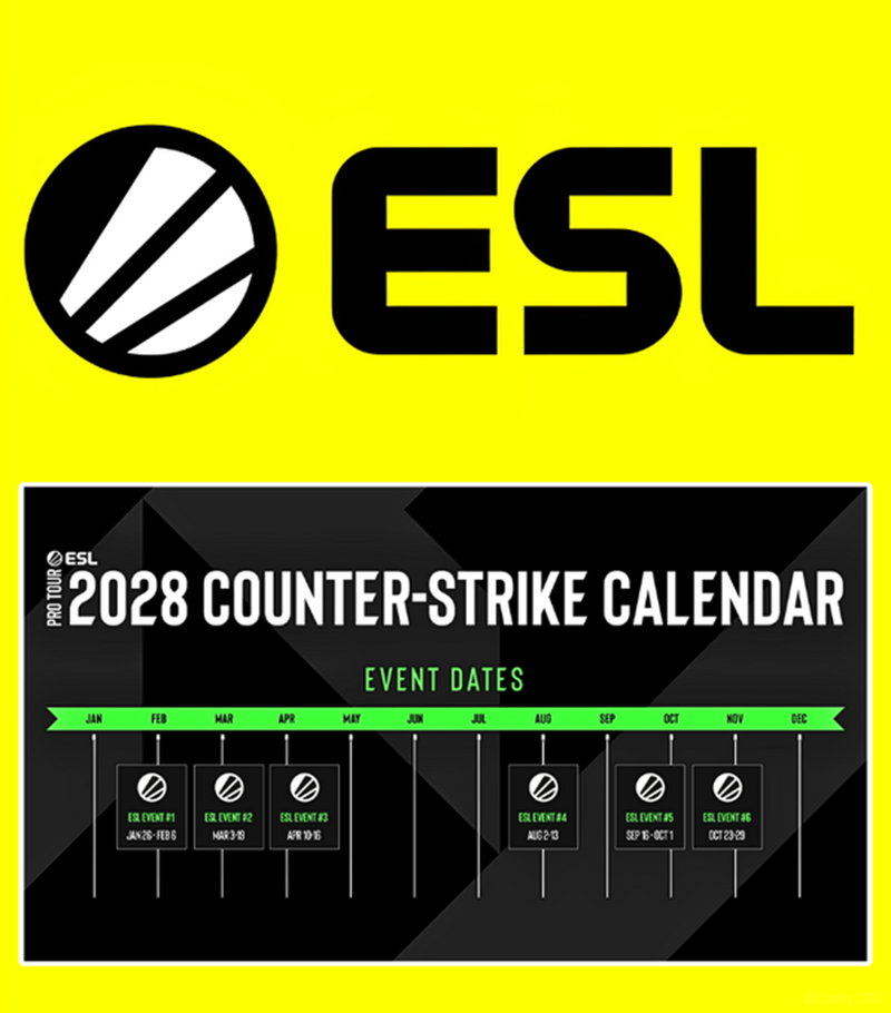 ESL公布2028年CS赛事日历:全年暂定六场