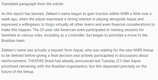 外媒报道aspas向MIBR建议zekken，后者也愿与aspas并肩作战