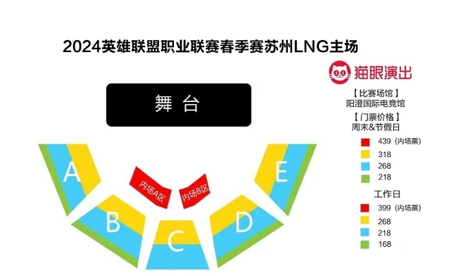 LNG春季赛门票价格公布：内场票最高仅439元