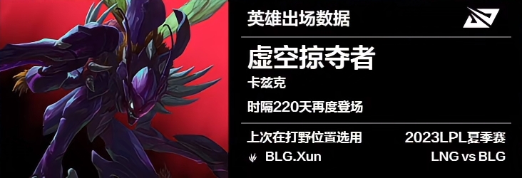 螳螂时隔220天登上LPL舞台 上一次使用者为BLG.Xun