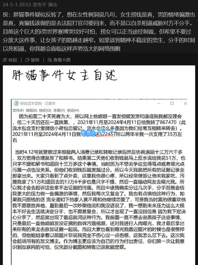 这都能打？树洞号接到多条投稿：胖猫自知提款机，不就是配不上女主吗！