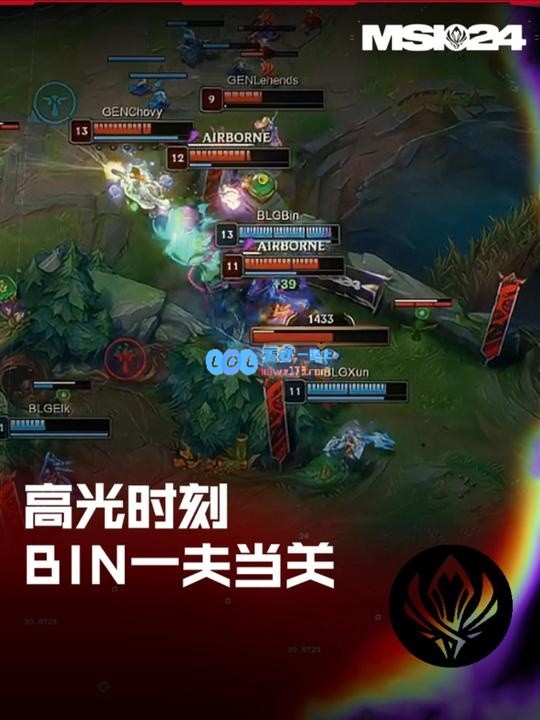 MSI高光时刻：Bin奎桑提一夫当关，抓住机会多次切掉敌方C位