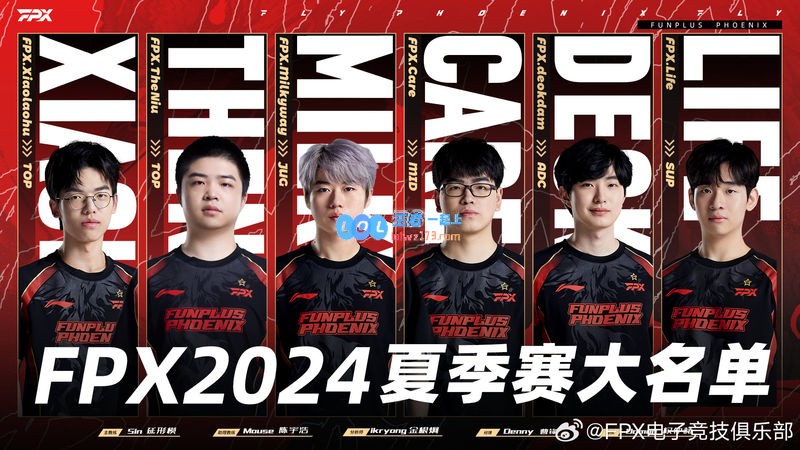 LOL2024夏季赛FPX战队都有谁_LOL2024夏季赛FPX战队人员名单