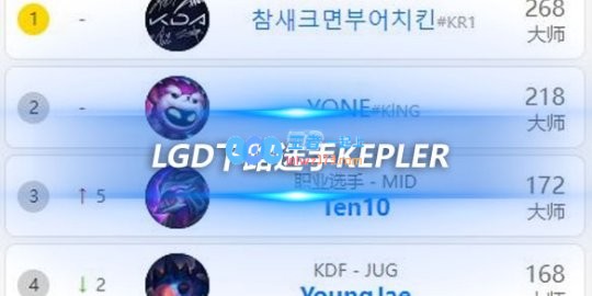 LGD下路选手Kepler在韩服前十排行榜中崭露头角
