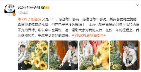KPL登场四周年，子阳发布长文：有点枯燥，电竞就是重复训练