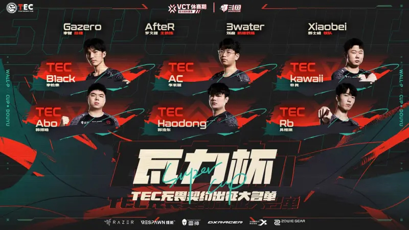 TEC瓦力杯大名单：Abo、Rb、B1ack、HaoDong、kawaii、AC