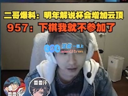 关于明年解说杯或将加入云顶赛制957表示自己不会参与下棋活动