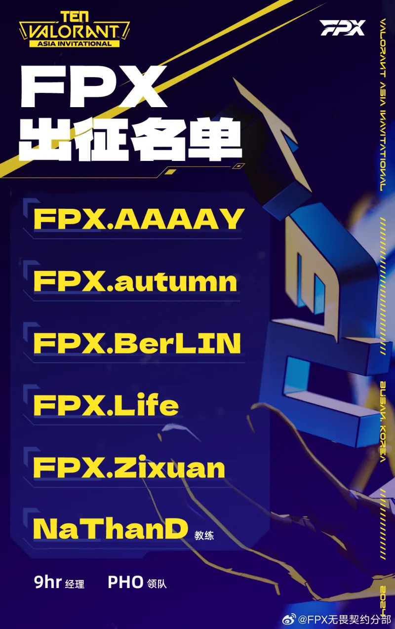 FPX出征TEN亚洲邀请赛大名单：Zixuan顶替Lysoar离队空缺