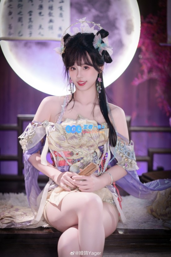 ?优雅紫韵斗艳！永劫无间女主播COS紫萍：肌肤如雪红润透亮美无瑕