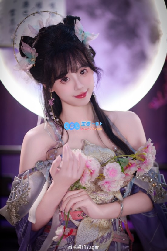 ?优雅紫韵斗艳！永劫无间女主播COS紫萍：肌肤如雪红润透亮美无瑕