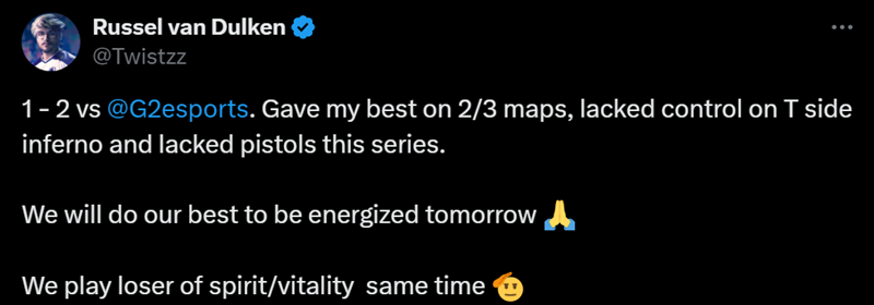 Twistzz：我们在Inferno进攻方缺乏控制