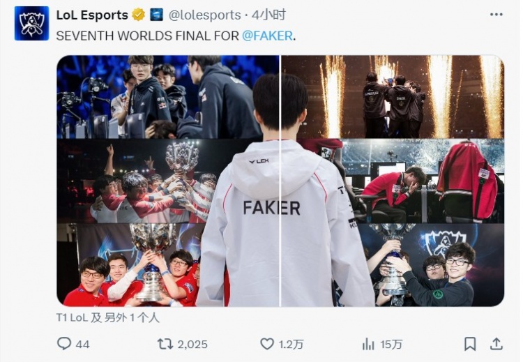 LoLEsports官方：Faker选手的第七届世界赛总决赛