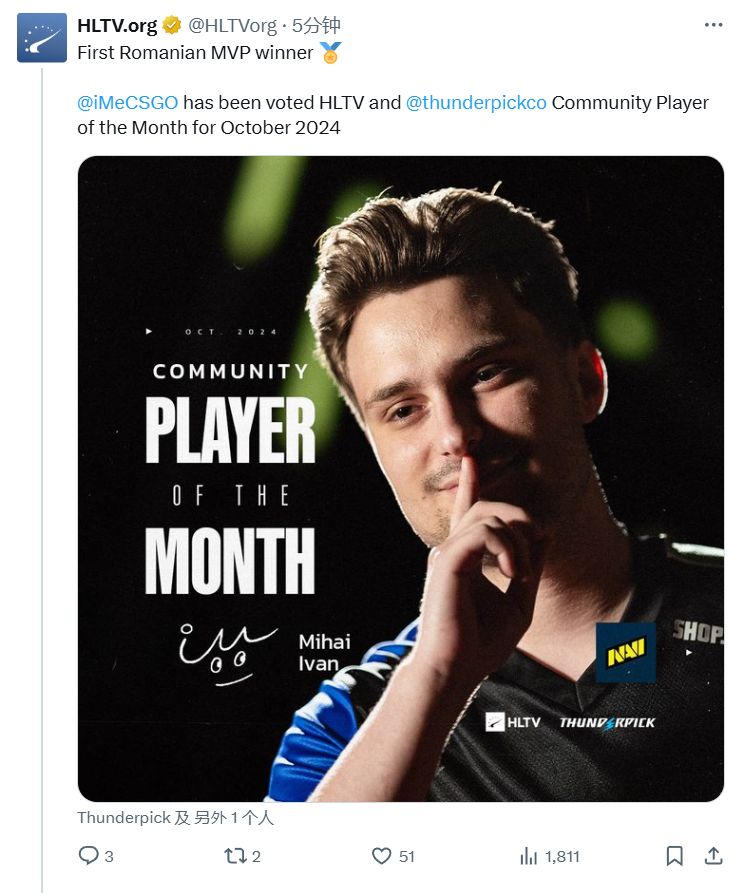 HLTV社区：iM被票选为十月最佳选手