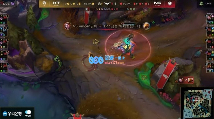 ?Bdd沙皇发挥出色Lehends神钩辅助Jiwoo卡莎轻松收割NS成功抢得首局