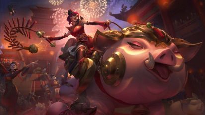 LOL11.3版本潘森与猪妹强势征战下路完美控场越塔无敌手