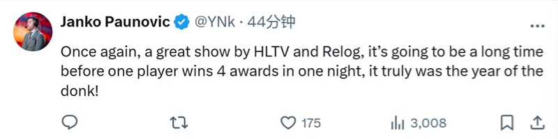 donkTop1、NAVI年度最佳，HLTV颁奖典礼社区动态一览