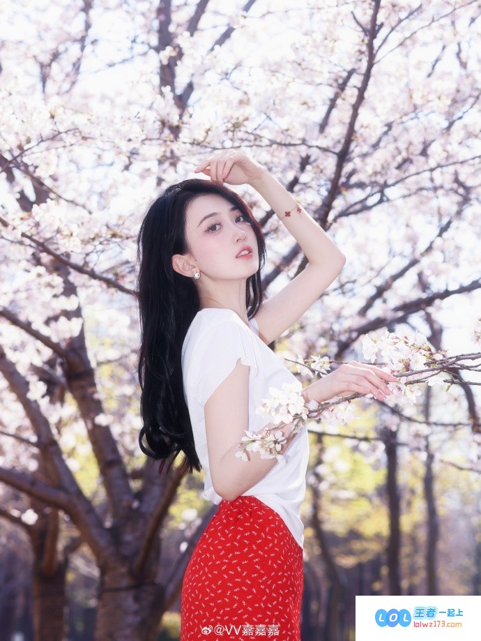 美哭了姐姐?无畏契约V嘉晒照：春装第一件 樱花下的红白配