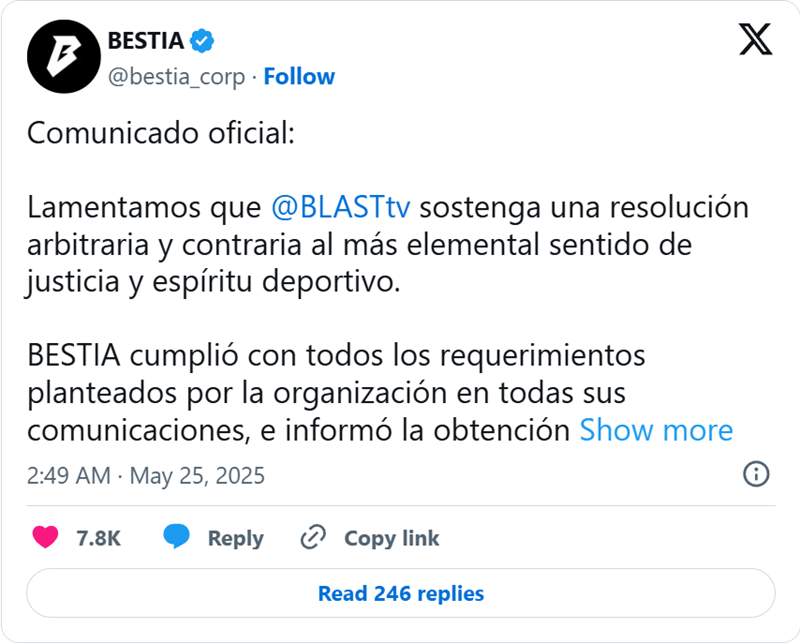 BLAST维持原裁决BESTIACEO表示将诉诸公堂