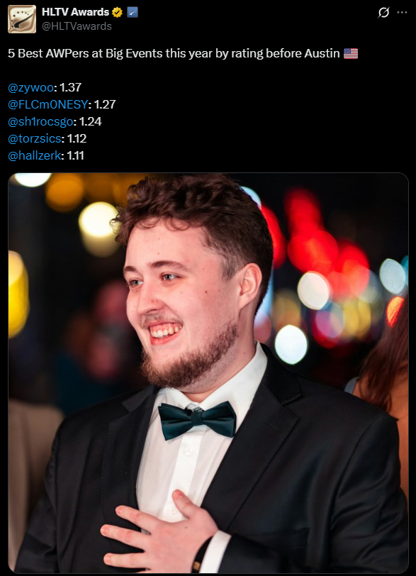 HLTV数据统计：奥斯汀Major前最佳狙击手排名TOP5