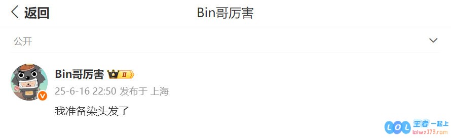 要不试试红发打国际赛？bin更博：我准备染头发了！
