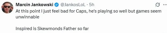 Jankos：Caps打这么好都赢不了，Inspired是SkewMond的爹，电竞赛场的独特魅力与竞争关系