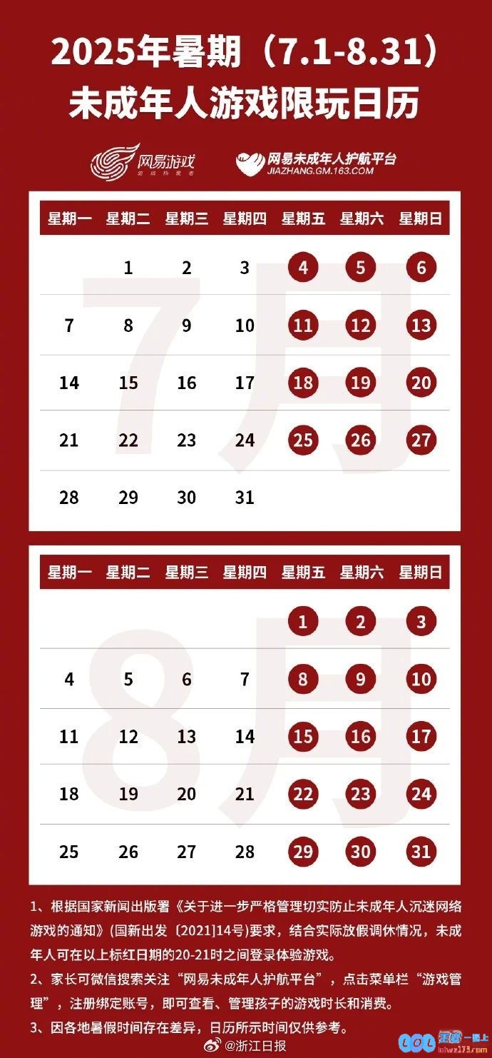 腾讯游戏发布未成年人暑假限玩日历：限玩游戏不超过27小时，守护青少年健康成长之路