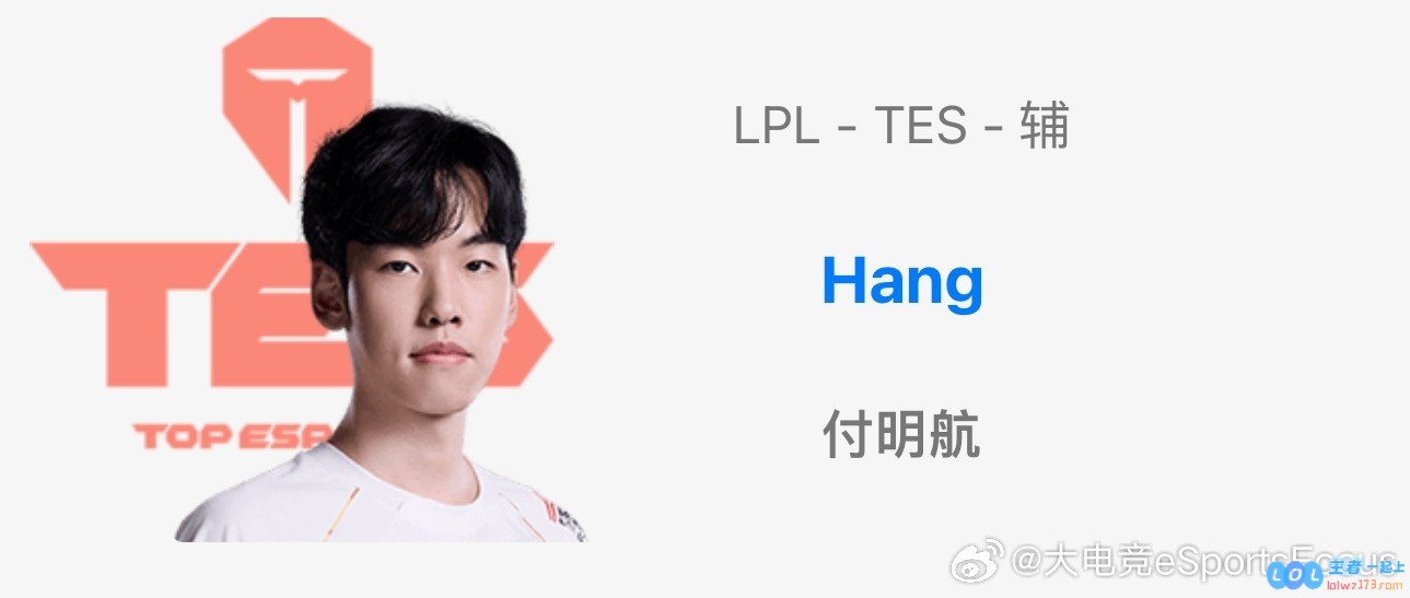 真互换辅助？OBGG公众号更新选手资料：TES辅助HangWBG辅助Crisp