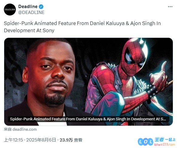 外媒：索尼正制作《朋克蜘蛛侠》动画Daniel担任联合编剧，期待新奇的视觉盛宴