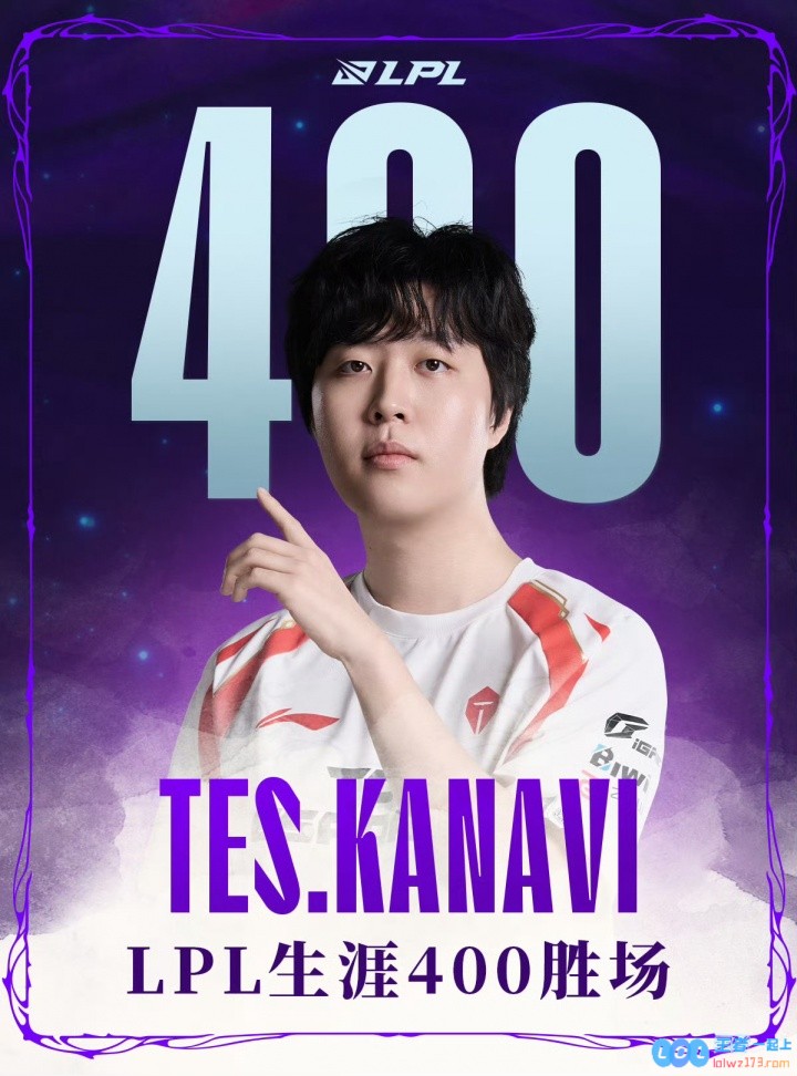 里程碑：Kanavi达成LPL400胜场成就是第14位达成该成就的选手，引领职业电竞新风潮