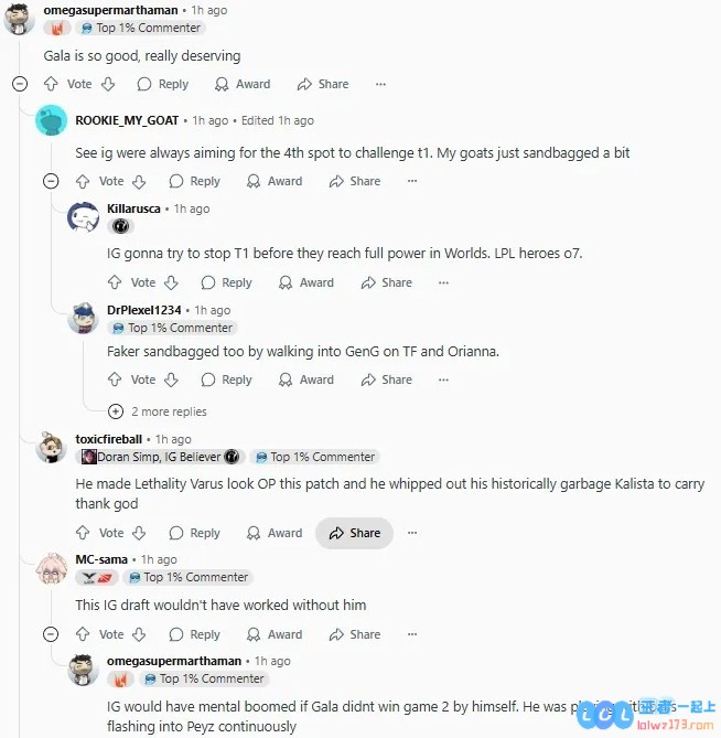 外网热议IG胜JDG成为四号种子：GALA强得离谱；相信IG会战胜T1，未来赛事将更加精彩