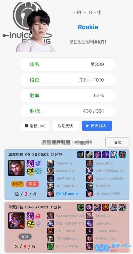 单排都玩不明白了？Rookie韩服Rank至凌晨四点多，阿萝拉打出3_8的尴尬战绩