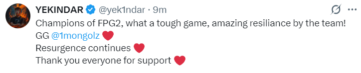 FURIA夺冠后队伍动态YEKINDAR：复兴之路永不停歇