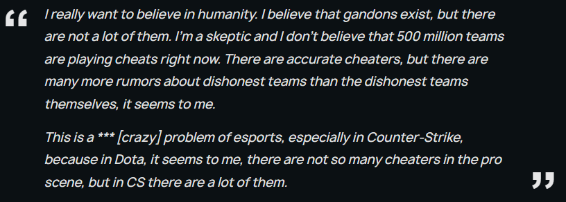 nafany：我不相信现在有很多战队存在作弊的情况