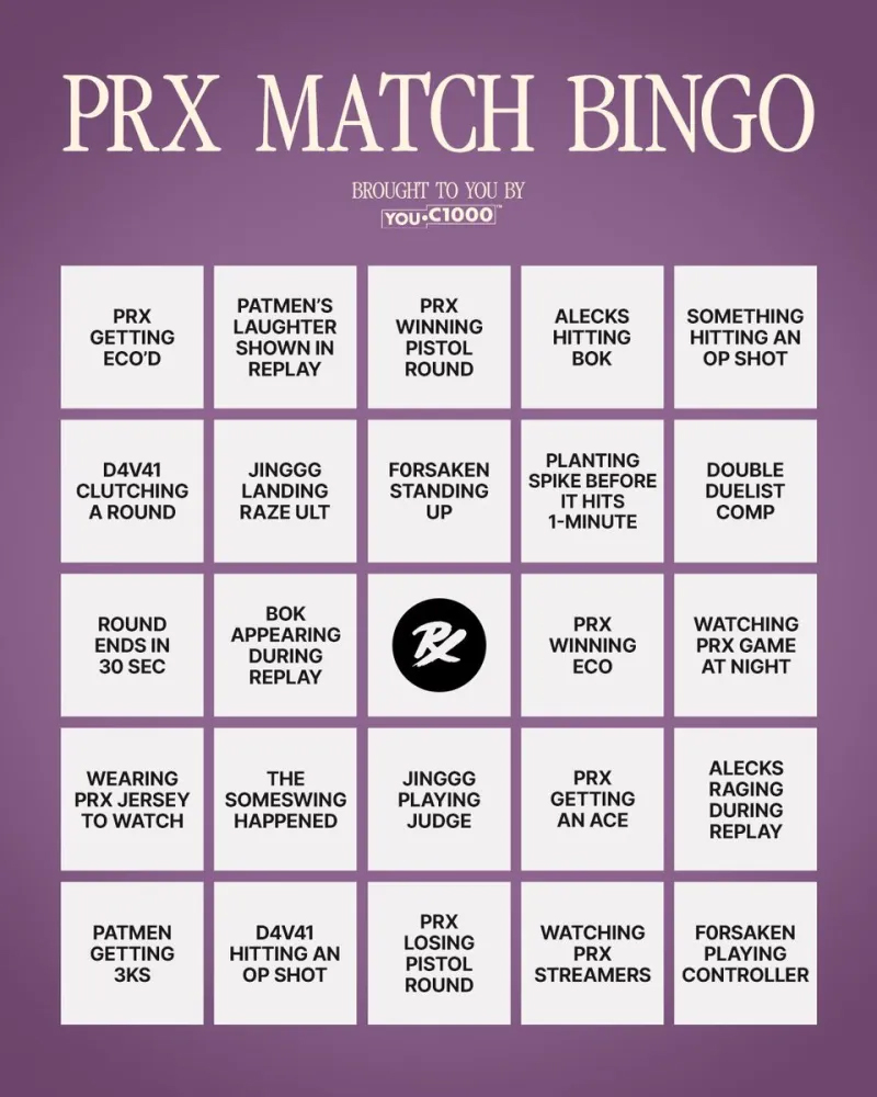 连成线玩宾果游戏吧，PRX官推：稍后比赛会派上用场的