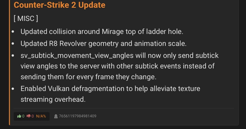 CS更新0926：Mirage梯子顶部洞口调整