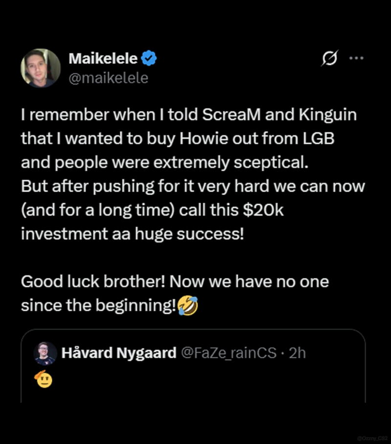 Maikelele：当初签rain大家都不太认可，转会只花了2万美元